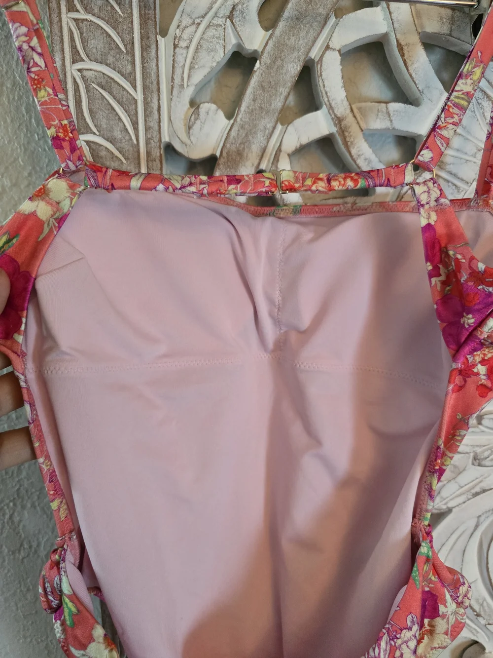 Victoria's Secret Women's Coral Pink Floral One Piece Tie Front Swimsuit S